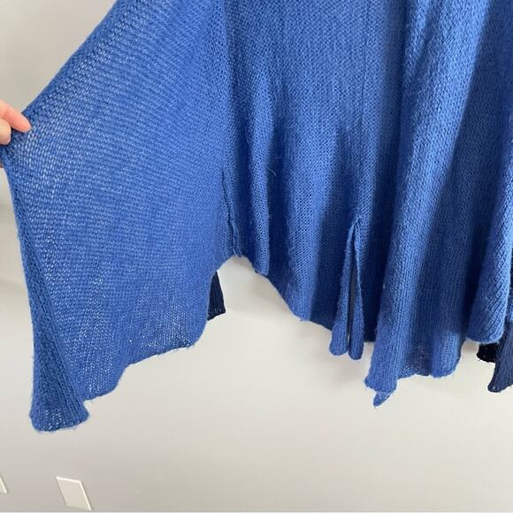 Wooden Ships Women’s Blue Color Block Knit Acrylic Mohair Wool Open Cardigan S/M - Picture 6 of 10